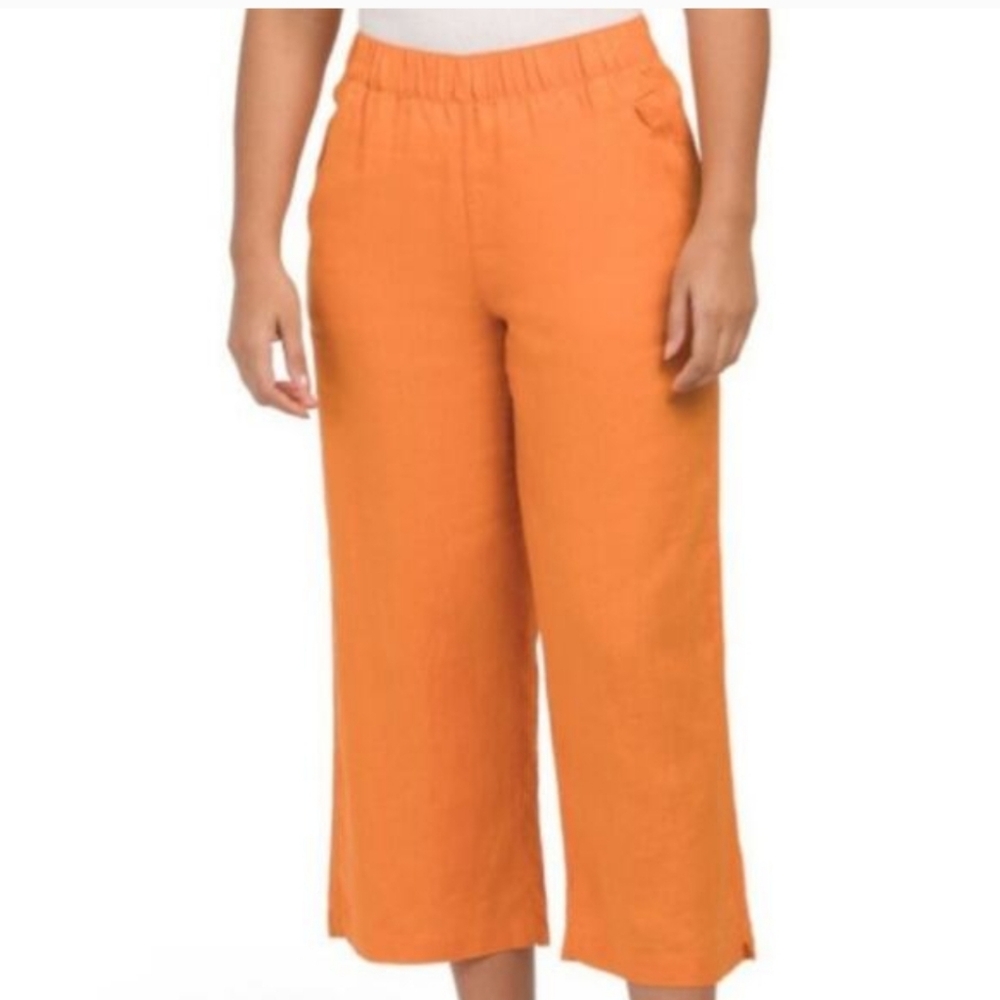 Cynthia Rowley Orange Linen Pants. - Picture 1 of 9